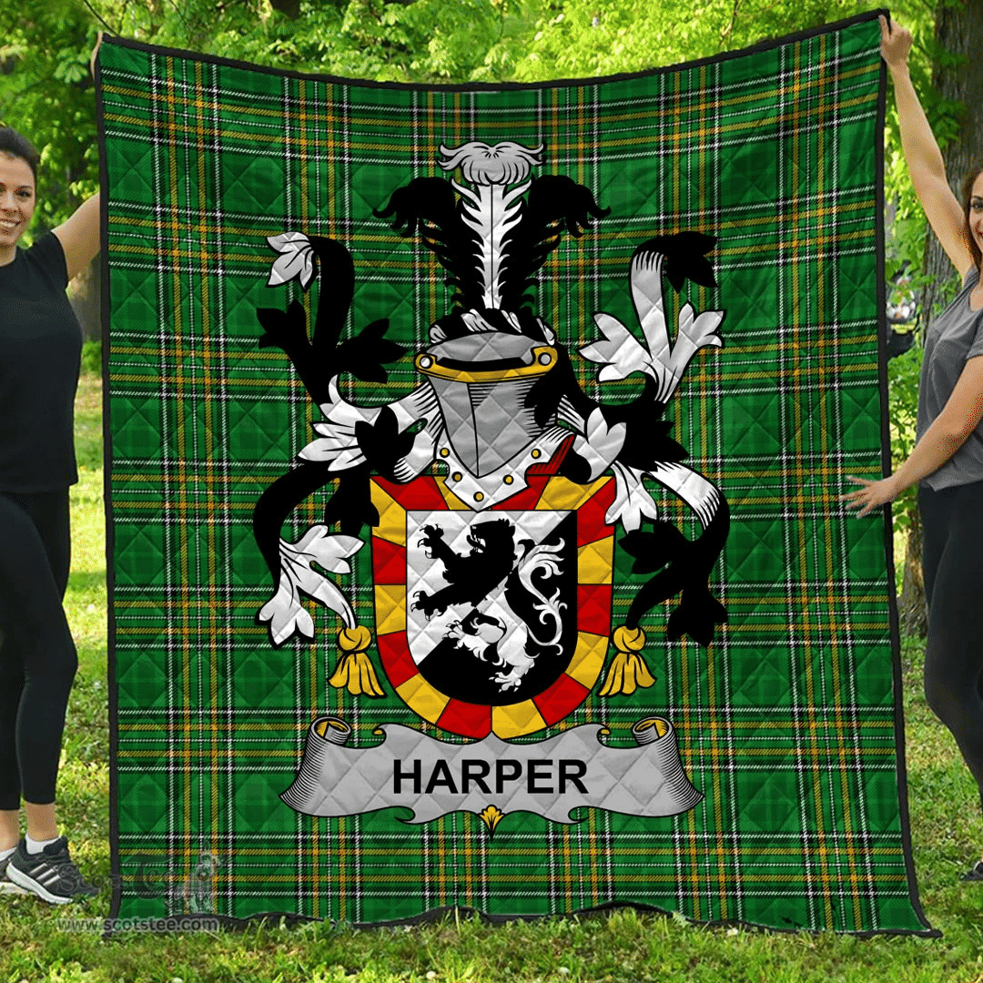 Scottish Harper Irish Coat of Arms Family Crest Quilt Irish National Tartan Irish County Quilts