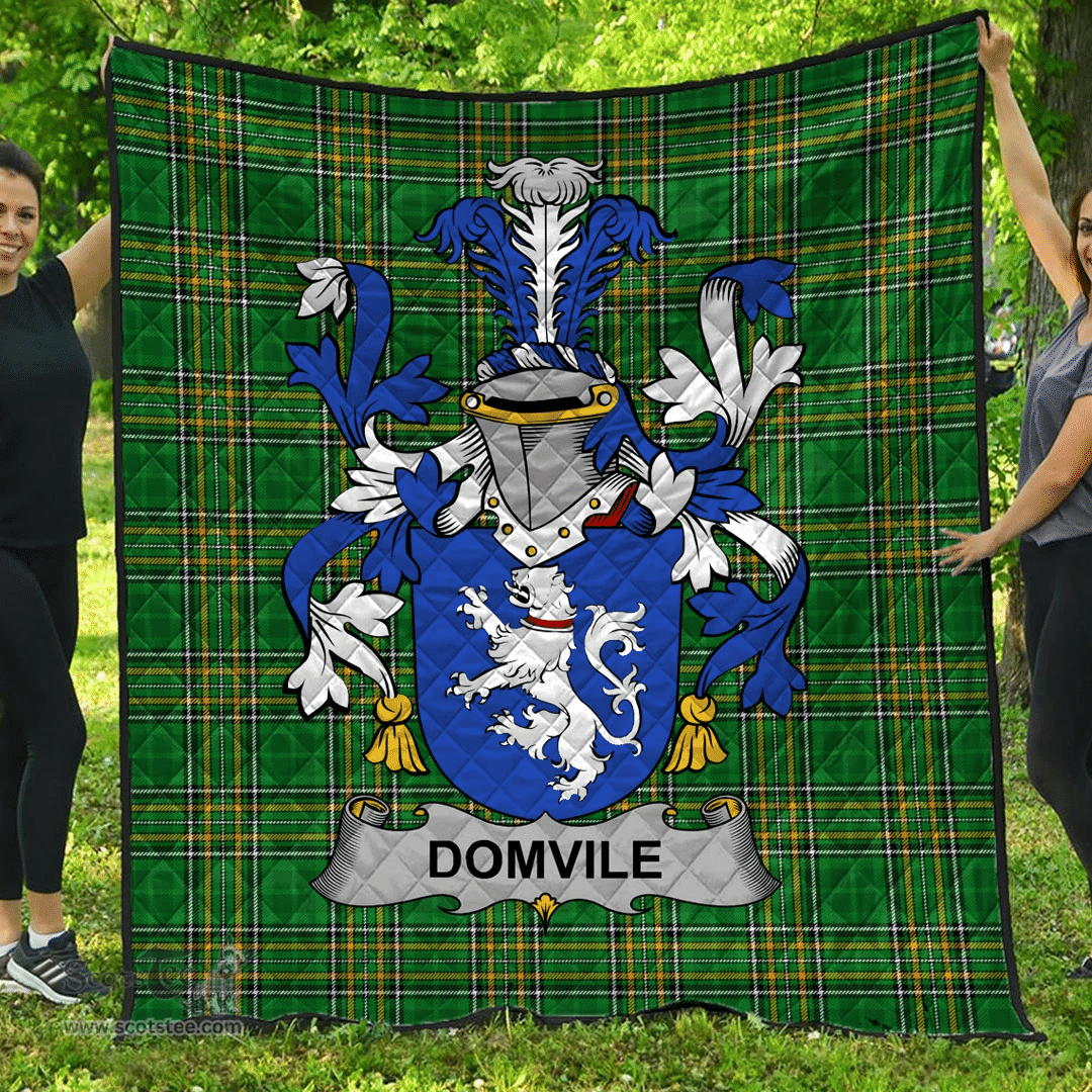 Scottish Domvile Irish Coat of Arms Family Crest Quilt Irish National Tartan Irish County Quilts