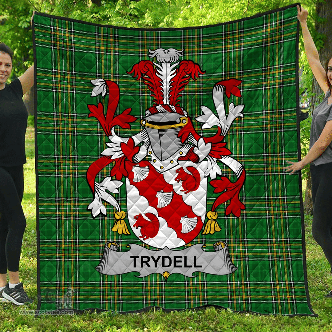 Scottish Trydell Irish Coat of Arms Family Crest Quilt Irish National Tartan Irish County Quilts