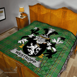 Scottish Westropp Irish Coat of Arms Family Crest Quilt Irish National Tartan Irish County Quilts