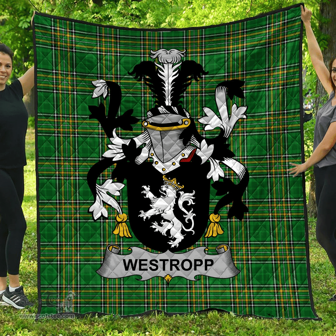 Scottish Westropp Irish Coat of Arms Family Crest Quilt Irish National Tartan Irish County Quilts