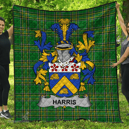 Scottish Harris Irish Coat of Arms Family Crest Quilt Irish National Tartan Irish County Quilts