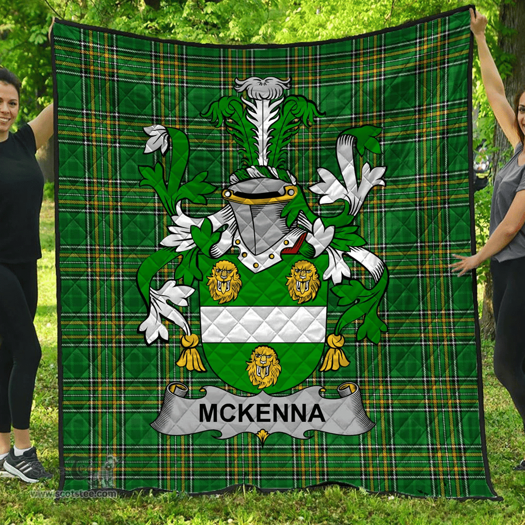 Scottish Mckenna Or Kennagh Irish Coat of Arms Family Crest Quilt Irish National Tartan Irish County Quilts