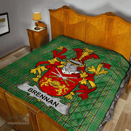 Scottish Brennan Or O'Brennan Irish Coat of Arms Family Crest Quilt Irish National Tartan Irish County Quilts