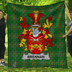 Scottish Brennan Or O'Brennan Irish Coat of Arms Family Crest Quilt Irish National Tartan Irish County Quilts
