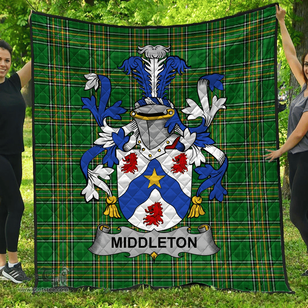 Scottish Middleton Irish Coat of Arms Family Crest Quilt Irish National Tartan Irish County Quilts