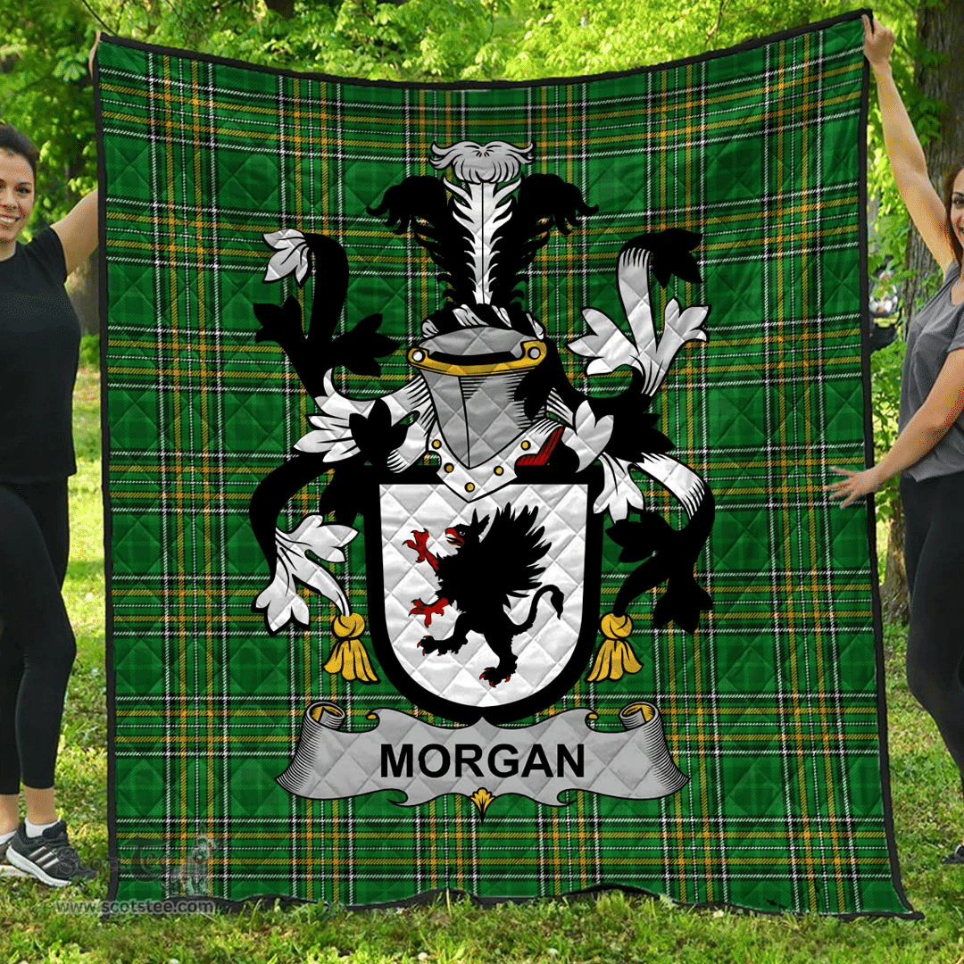 Scottish Morgan Irish Coat of Arms Family Crest Quilt Irish National Tartan Irish County Quilts
