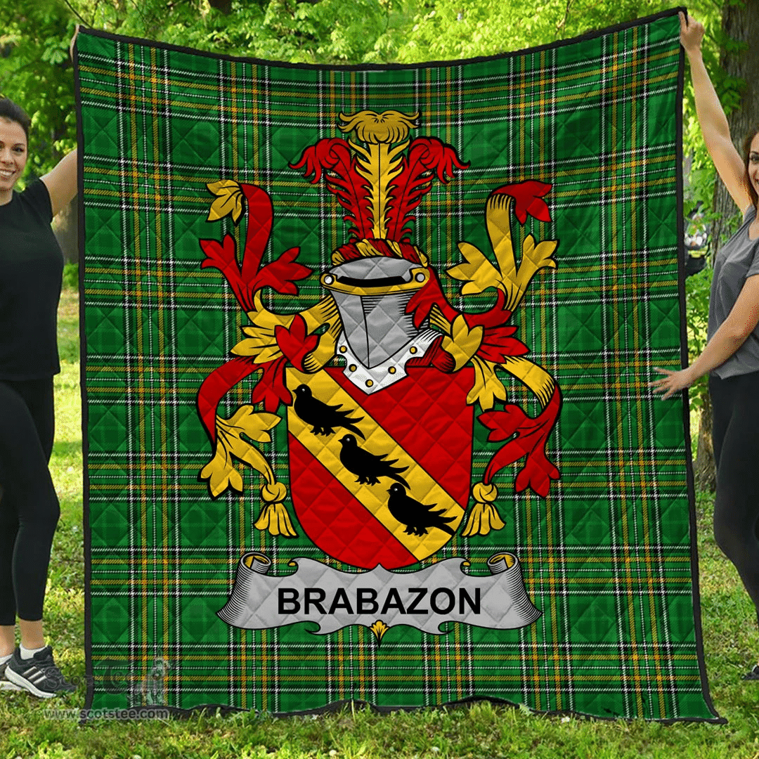 Scottish Brabazon Irish Coat of Arms Family Crest Quilt Irish National Tartan Irish County Quilts