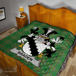 Scottish Braden Or O'Braden Irish Coat of Arms Family Crest Quilt Irish National Tartan Irish County Quilts