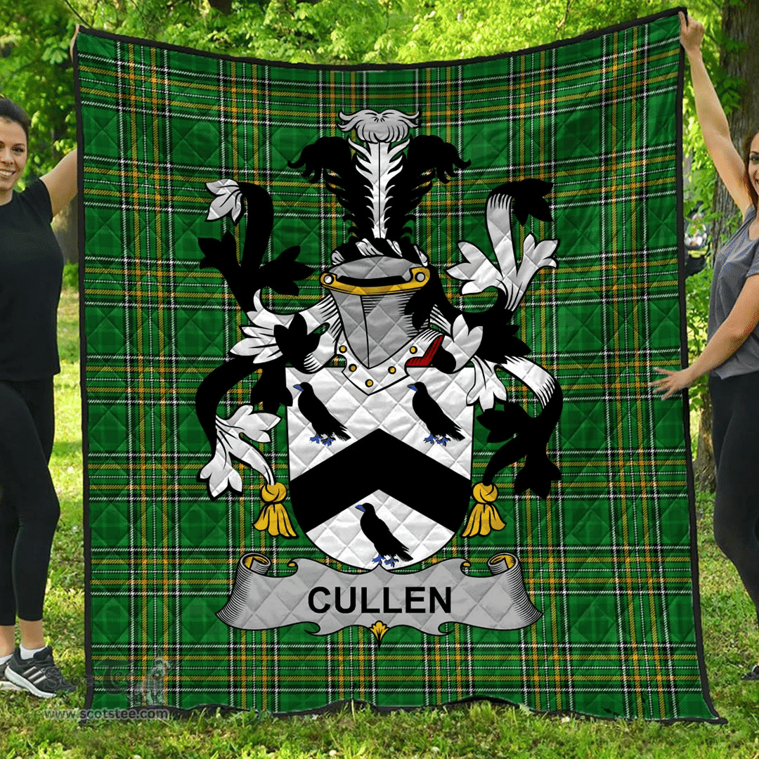 Scottish Cullen Or Mccullen Irish Coat of Arms Family Crest Quilt Irish National Tartan Irish County Quilts