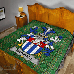 Scottish Bagwell Irish Coat of Arms Family Crest Quilt Irish National Tartan Irish County Quilts