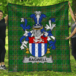 Scottish Bagwell Irish Coat of Arms Family Crest Quilt Irish National Tartan Irish County Quilts