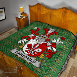 Scottish Sarsfield Irish Coat of Arms Family Crest Quilt Irish National Tartan Irish County Quilts