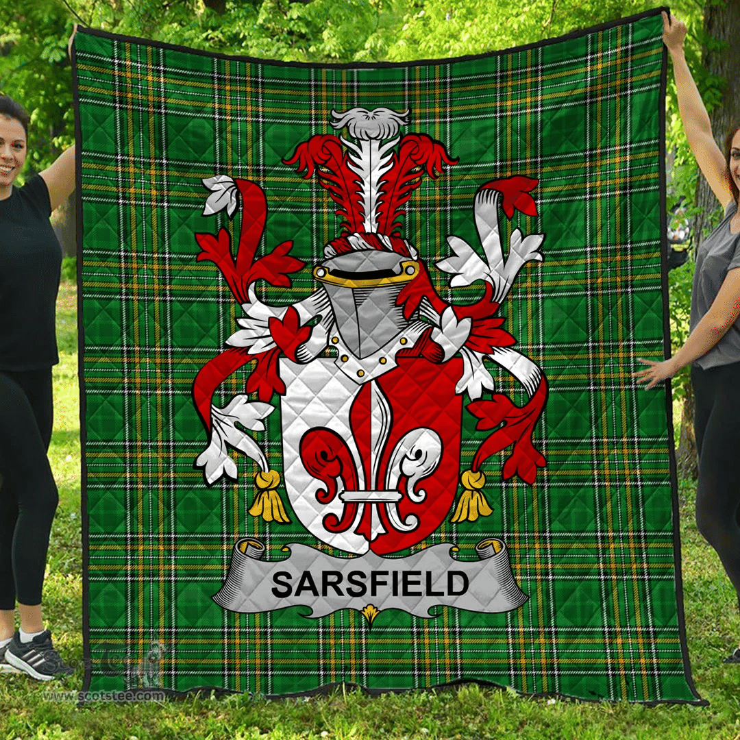 Scottish Sarsfield Irish Coat of Arms Family Crest Quilt Irish National Tartan Irish County Quilts