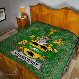 Scottish Mcsweeney Irish Coat of Arms Family Crest Quilt Irish National Tartan Irish County Quilts