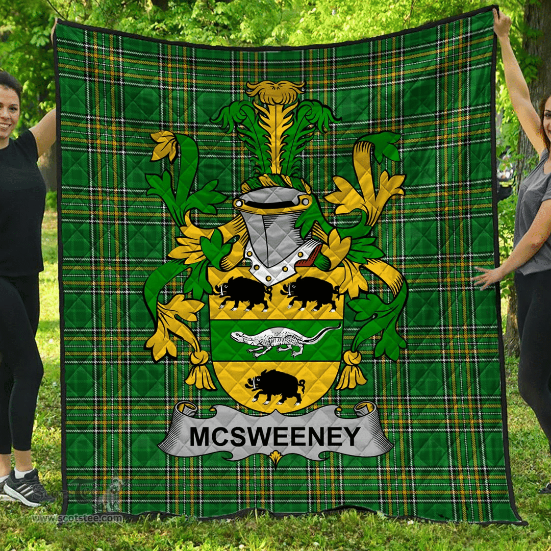 Scottish Mcsweeney Irish Coat of Arms Family Crest Quilt Irish National Tartan Irish County Quilts
