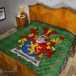 Scottish Wormington Irish Coat of Arms Family Crest Quilt Irish National Tartan Irish County Quilts