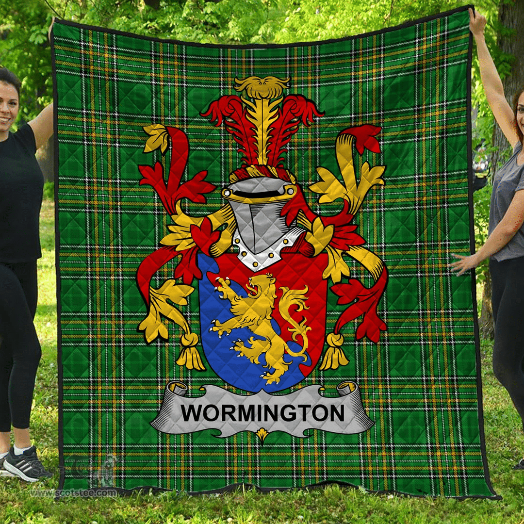 Scottish Wormington Irish Coat of Arms Family Crest Quilt Irish National Tartan Irish County Quilts