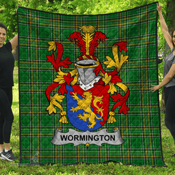 Scottish Wormington Irish Coat of Arms Family Crest Quilt Irish National Tartan Irish County Quilts