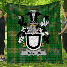 Scottish Travers Irish Coat of Arms Family Crest Quilt Irish National Tartan Irish County Quilts