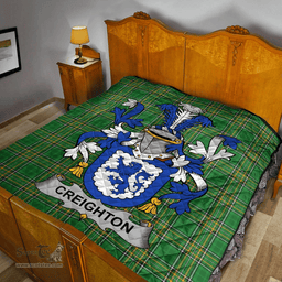 Scottish Creighton Irish Coat of Arms Family Crest Quilt Irish National Tartan Irish County Quilts