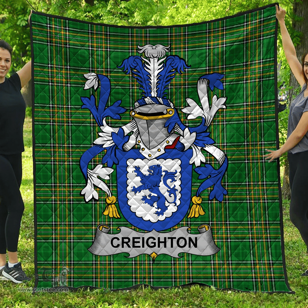 Scottish Creighton Irish Coat of Arms Family Crest Quilt Irish National Tartan Irish County Quilts