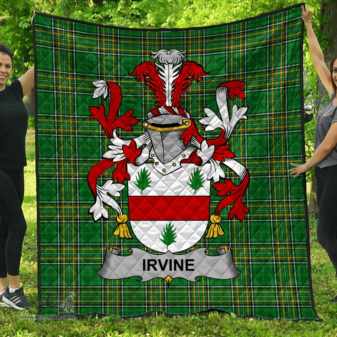 Scottish Irvine Irish Coat of Arms Family Crest Quilt Irish National Tartan Irish County Quilts
