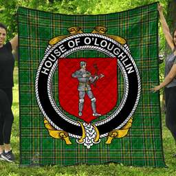 Scottish House Of O'Loughlin Irish Coat of Arms Family Crest Quilt Irish National Tartan Irish County Quilts