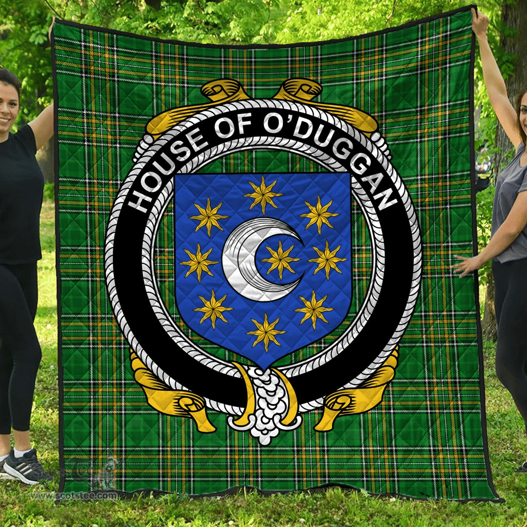Scottish House Of O'Duggan Irish Coat of Arms Family Crest Quilt Irish National Tartan Irish County Quilts