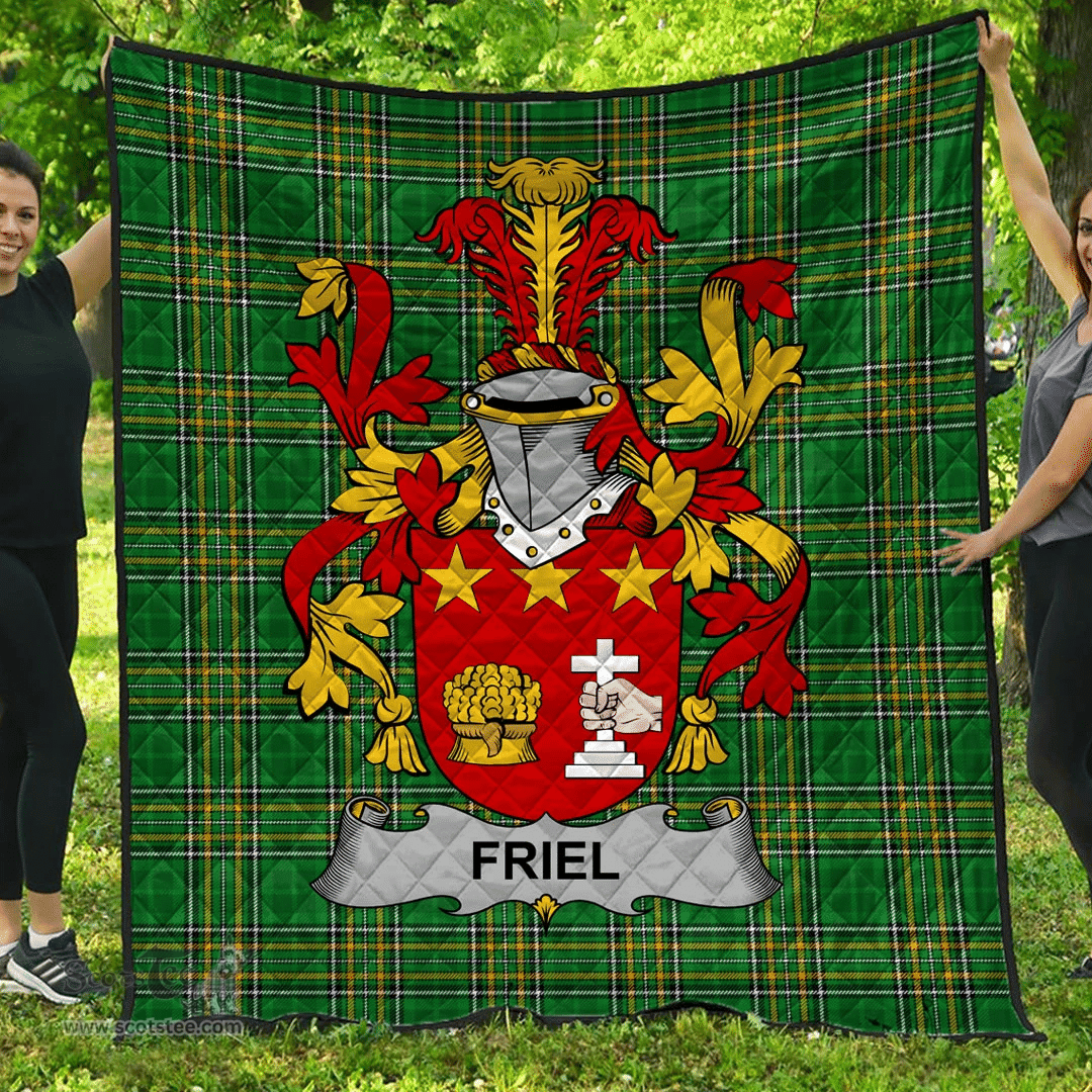 Scottish Friel Or O'Friel Irish Coat of Arms Family Crest Quilt Irish National Tartan Irish County Quilts