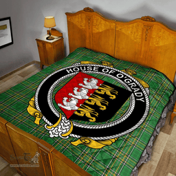 Scottish House Of O'Grady Irish Coat of Arms Family Crest Quilt Irish National Tartan Irish County Quilts