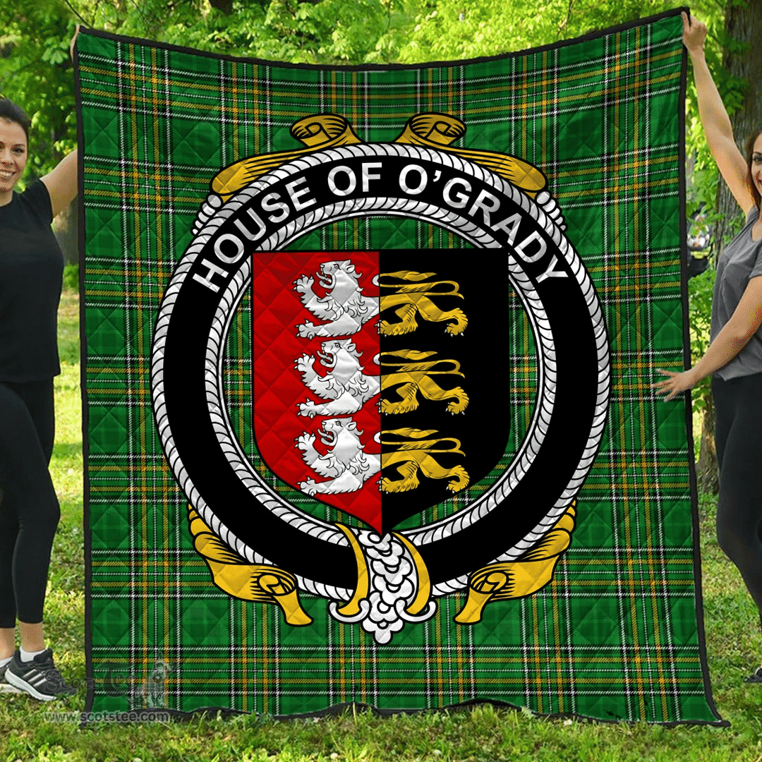 Scottish House Of O'Grady Irish Coat of Arms Family Crest Quilt Irish National Tartan Irish County Quilts