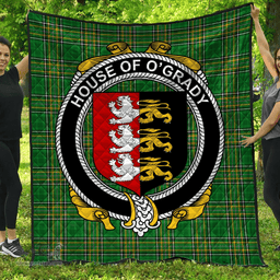 Scottish House Of O'Grady Irish Coat of Arms Family Crest Quilt Irish National Tartan Irish County Quilts