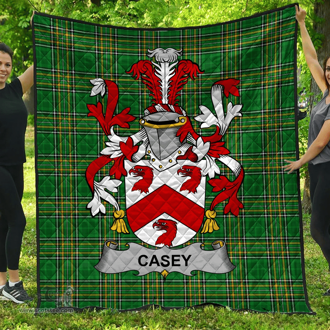 Scottish Casey Or O'Casey Irish Coat of Arms Family Crest Quilt Irish National Tartan Irish County Quilts