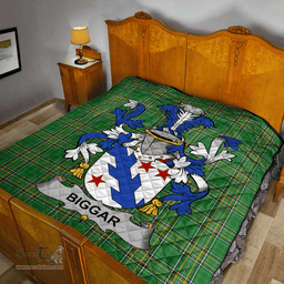 Scottish Biggar Irish Coat of Arms Family Crest Quilt Irish National Tartan Irish County Quilts