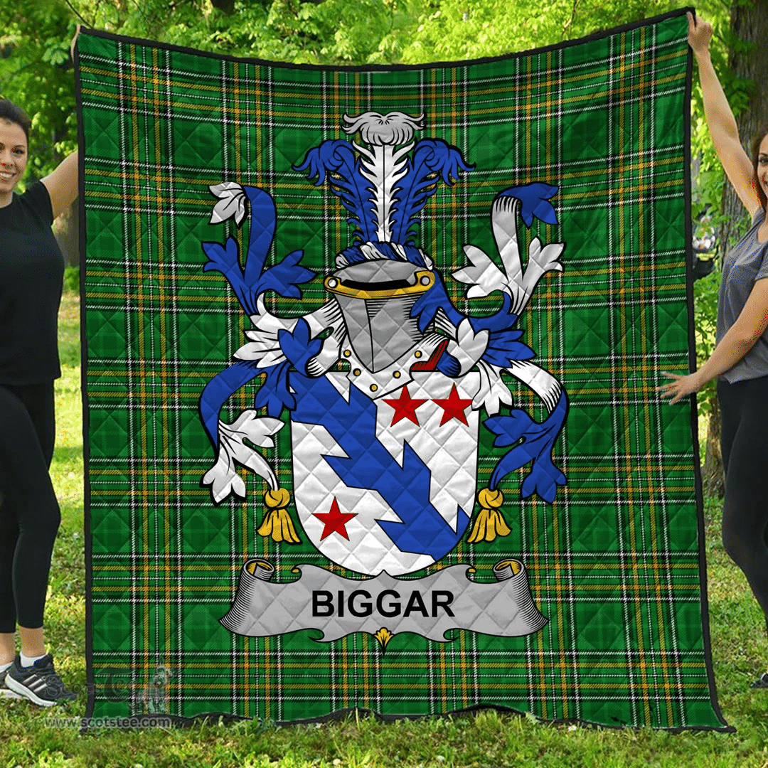 Scottish Biggar Irish Coat of Arms Family Crest Quilt Irish National Tartan Irish County Quilts