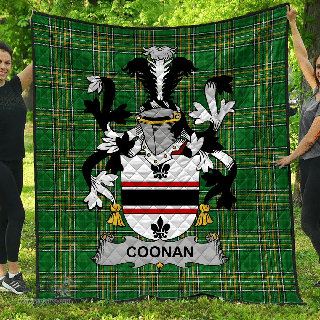 Scottish Coonan Or O'Conan Irish Coat of Arms Family Crest Quilt Irish National Tartan Irish County Quilts