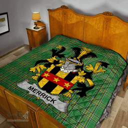 Scottish Merrick Or Meyrick Irish Coat of Arms Family Crest Quilt Irish National Tartan Irish County Quilts