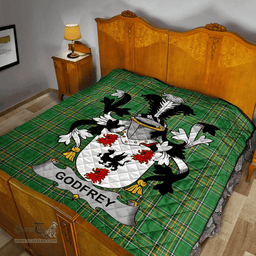 Scottish Godfrey (Of Bushfield) Irish Coat of Arms Family Crest Quilt Irish National Tartan Irish County Quilts