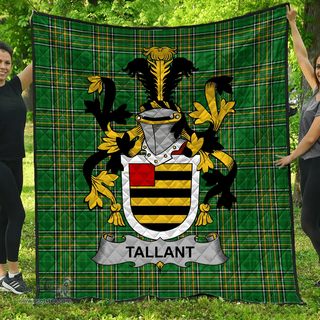 Scottish Tallant Or Tallon Irish Coat of Arms Family Crest Quilt Irish National Tartan Irish County Quilts