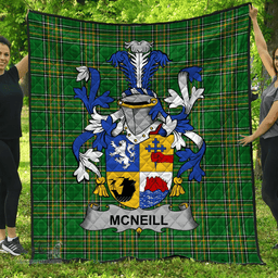 Scottish Neill Or Mcneill Irish Coat of Arms Family Crest Quilt Irish National Tartan Irish County Quilts
