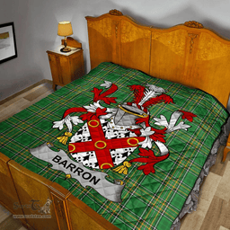 Scottish Barron Irish Coat of Arms Family Crest Quilt Irish National Tartan Irish County Quilts