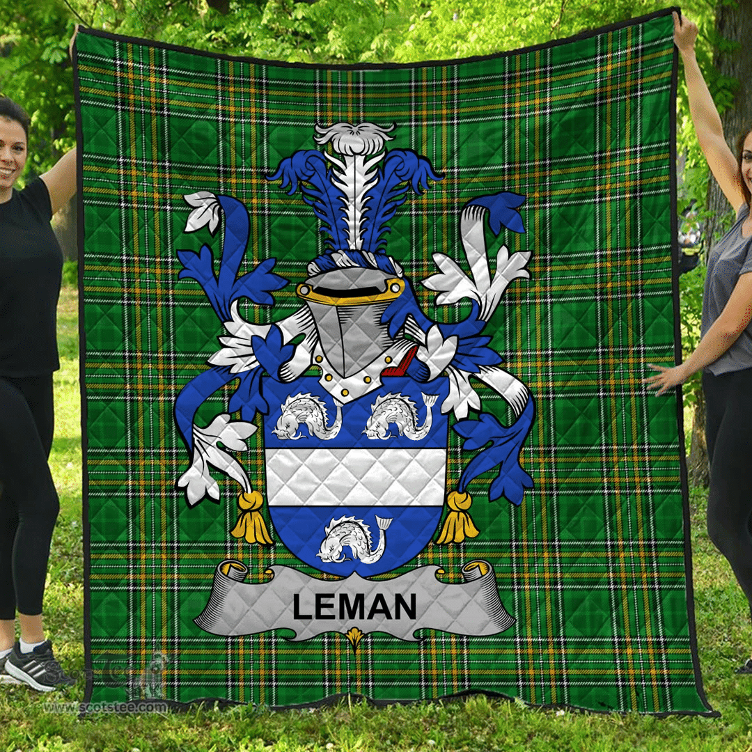 Scottish Leman Or Lemon Irish Coat of Arms Family Crest Quilt Irish National Tartan Irish County Quilts