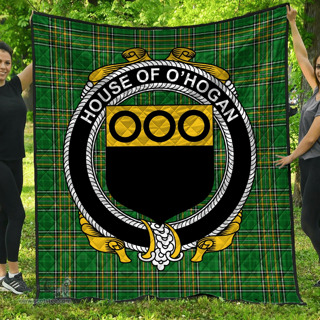 Scottish House Of O'Hogan Irish Coat of Arms Family Crest Quilt Irish National Tartan Irish County Quilts