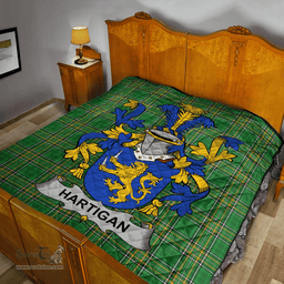 Scottish Hartigan Or O'Hartagan Irish Coat of Arms Family Crest Quilt Irish National Tartan Irish County Quilts