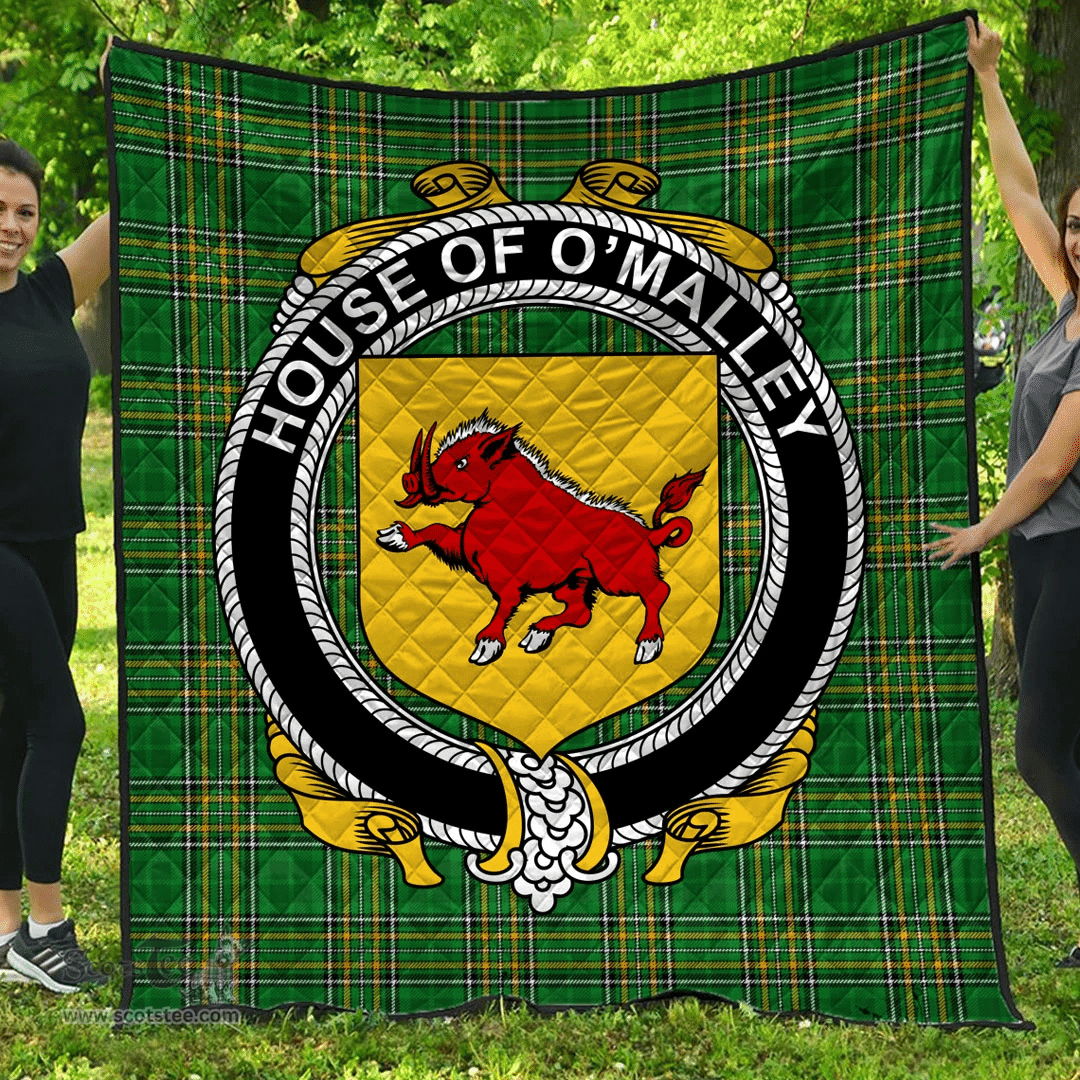Scottish House Of O'Malley Irish Coat of Arms Family Crest Quilt Irish National Tartan Irish County Quilts