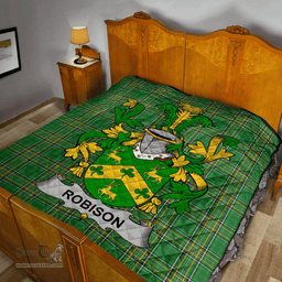 Scottish Robison Or Robinson Irish Coat of Arms Family Crest Quilt Irish National Tartan Irish County Quilts
