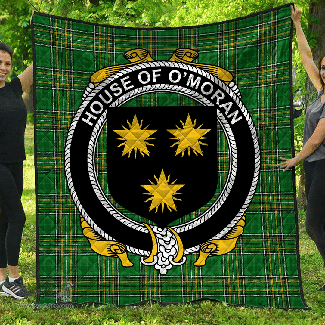 Scottish House Of O'Moran Irish Coat of Arms Family Crest Quilt Irish National Tartan Irish County Quilts