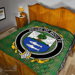 Scottish House Of Woulfe Irish Coat of Arms Family Crest Quilt Irish National Tartan Irish County Quilts