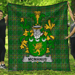Scottish Mcmanus Irish Coat of Arms Family Crest Quilt Irish National Tartan Irish County Quilts